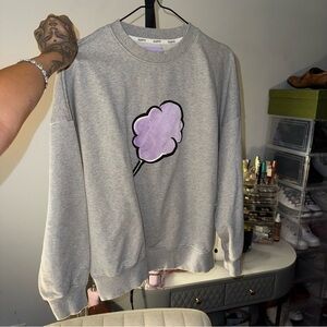 Gray and Purple Graphic Sweater